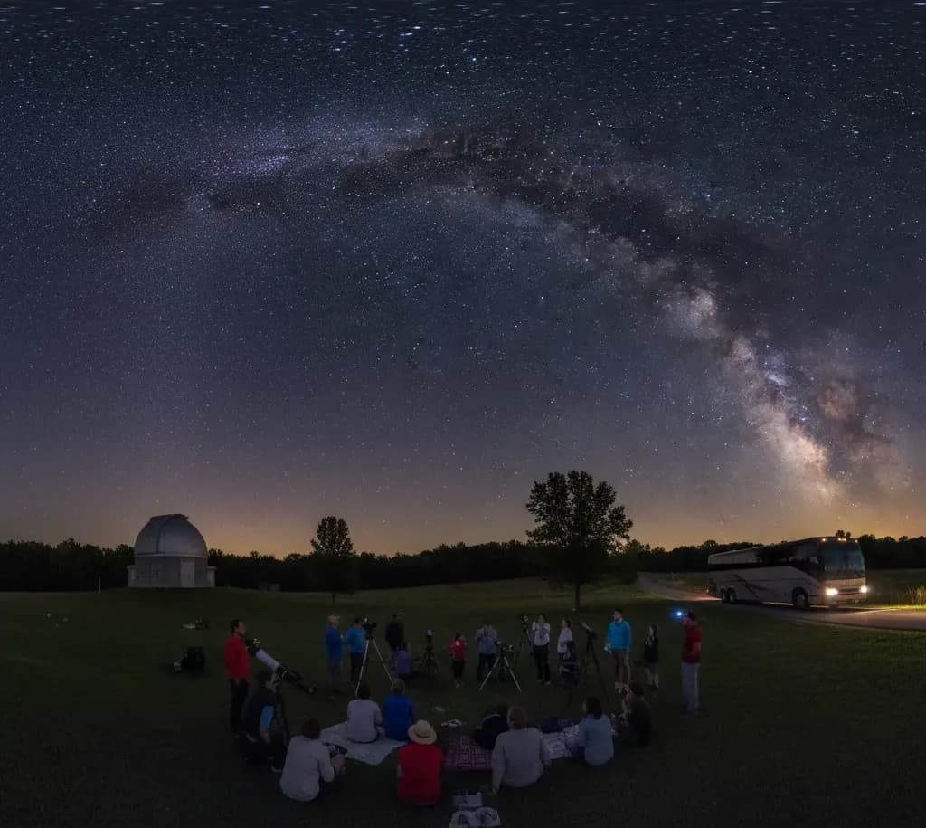 The Milky Way arching over the open viewing field at Cherry Springs State Park