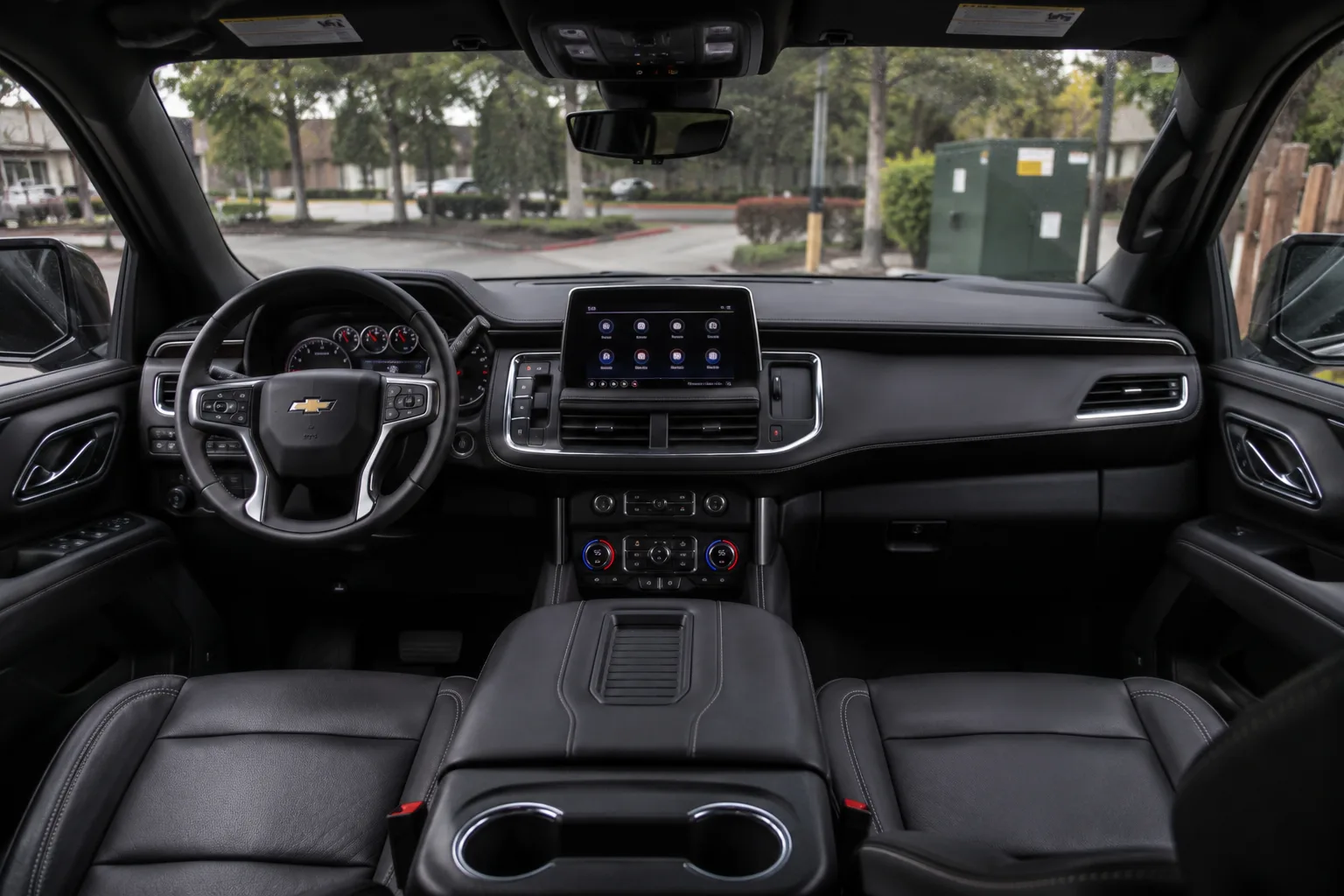 Luxury SUV interior with leather seating
