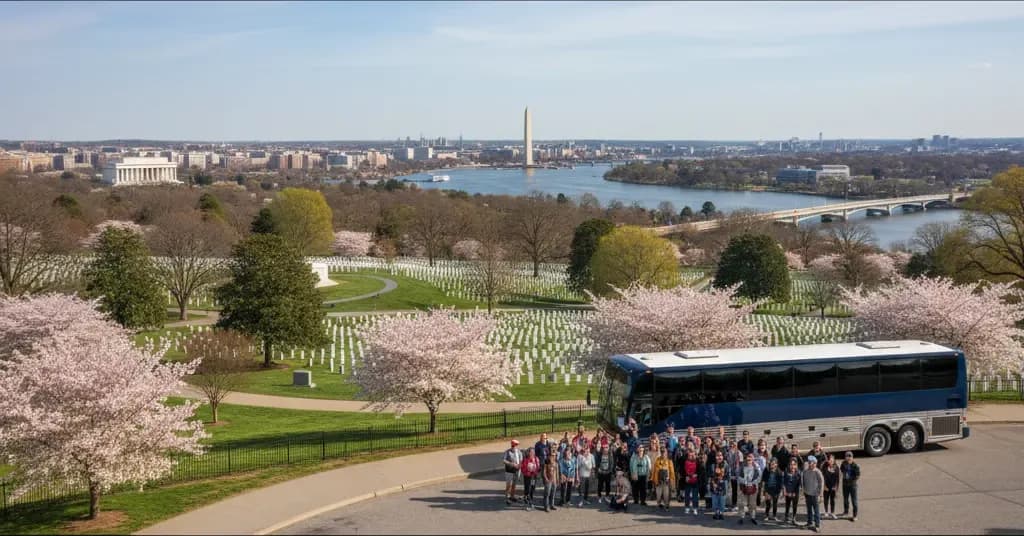 Rows of white headstones across the green hillsides of Arlington National Cemetery