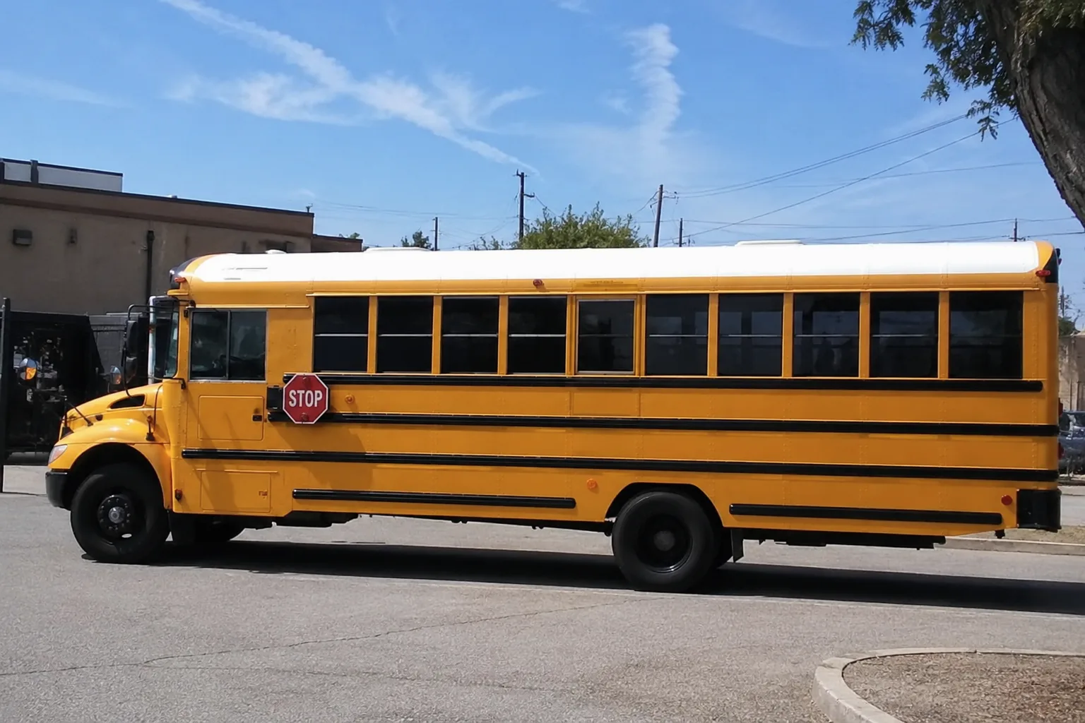 Yellow school bus parked and ready for a group